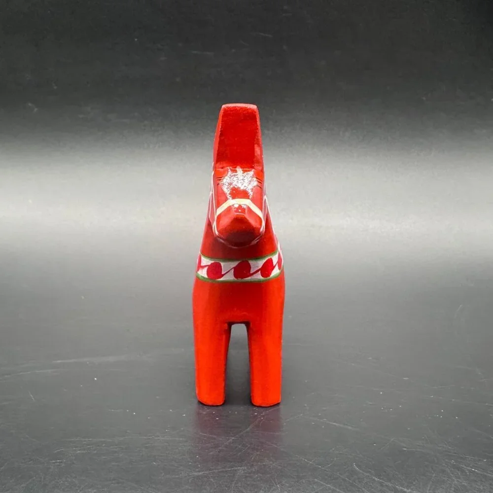 Dala Horse Swedish Hand Painted Red Wooden Folk Art Figurine Scandinavian Decor